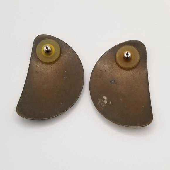 Copper and Enamel Pierced Earrings - Picture 5 of 5